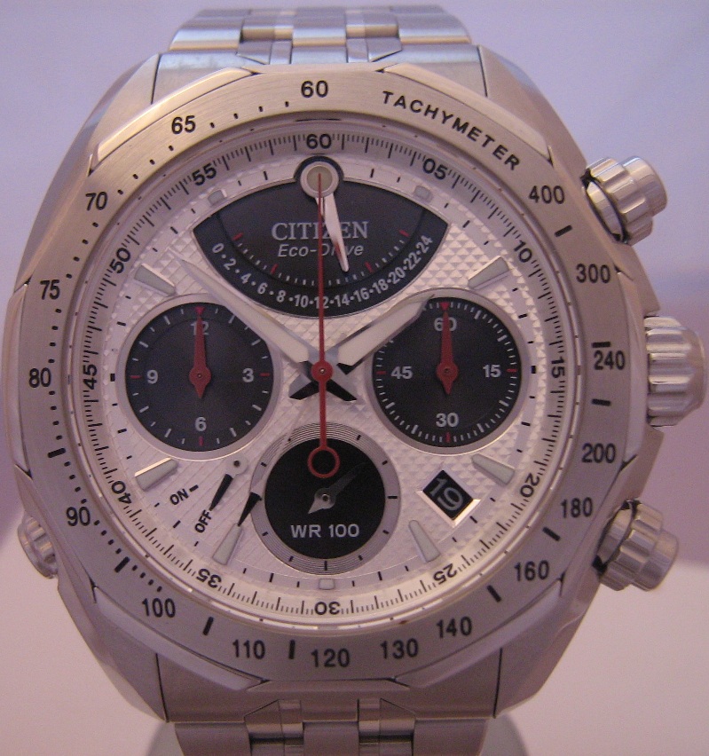 Cititzen Eco Drive Signature Flyback, Silver Dial, Steel Bracelet