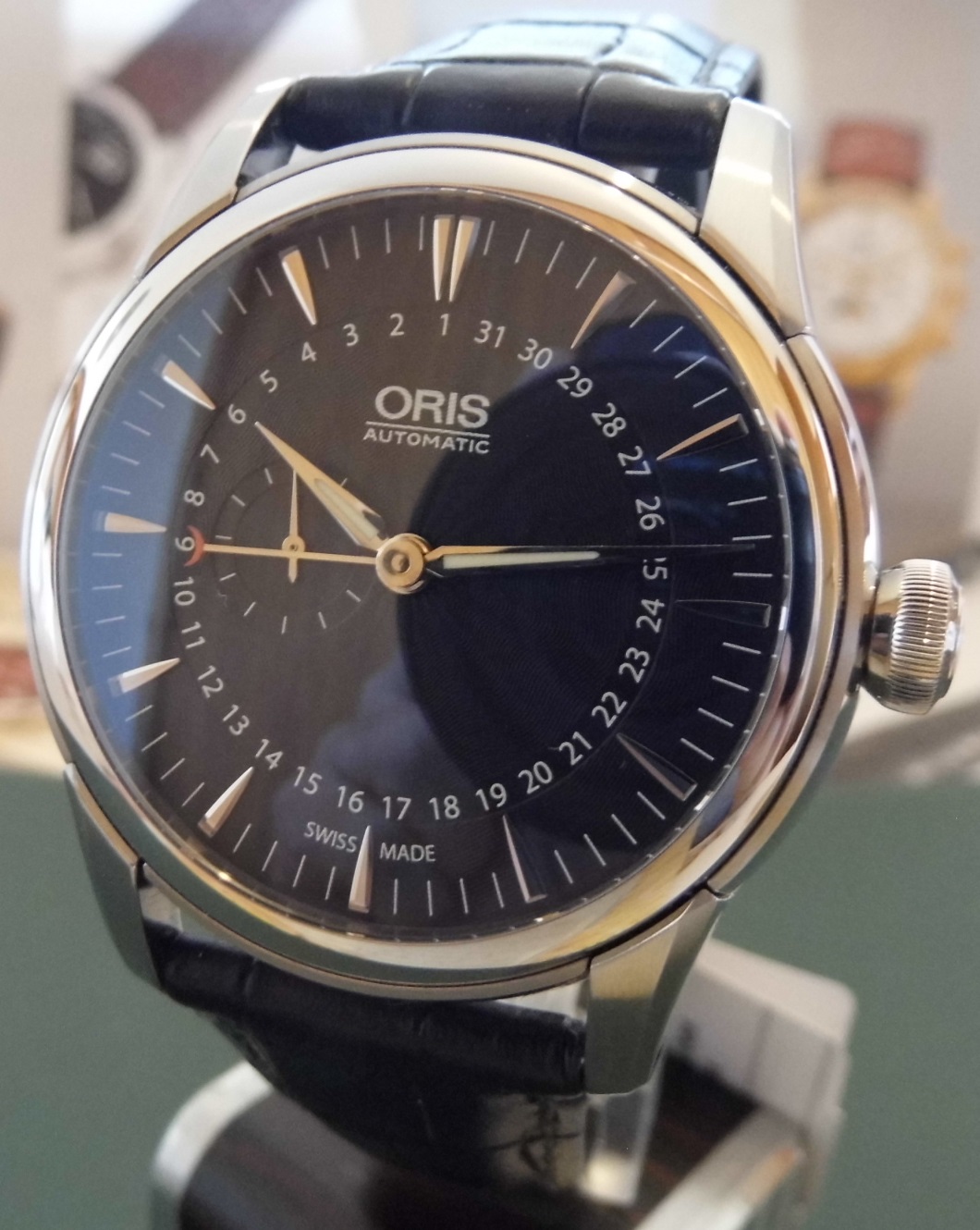Oris Artelier Small Second Pointer Date, Black Dial, Leather Strap