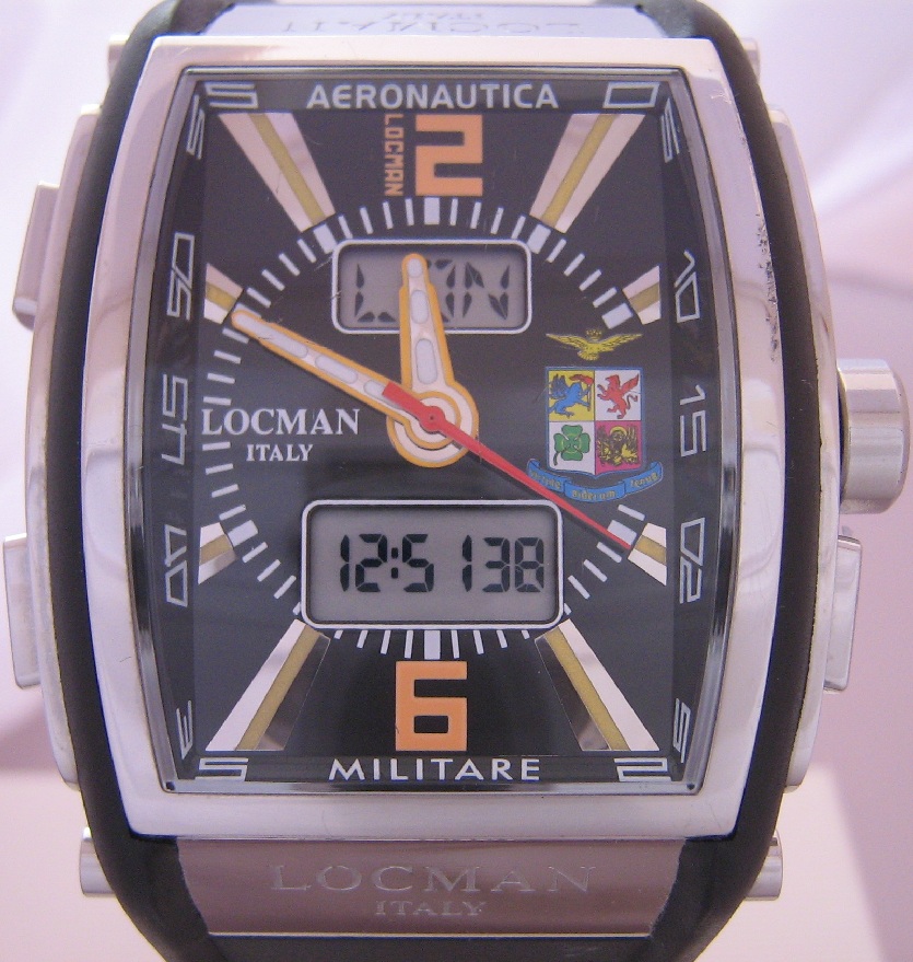 Locman Tremila Aeronautica Watch, Black Dial, Rubber Strap