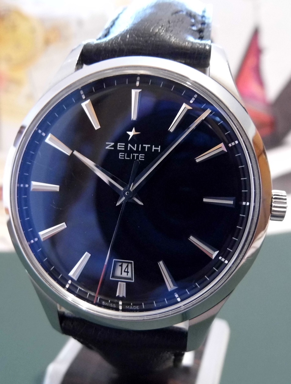 Zenith Elite Captain Central Seconds, Black Dial, Leather Strap