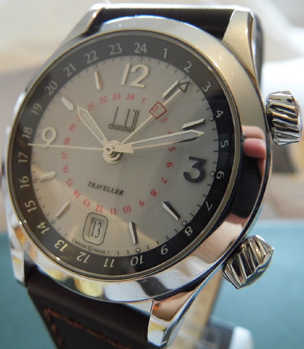 Alfred Dunhill Traveller GMT, White Dial, Leather Strap