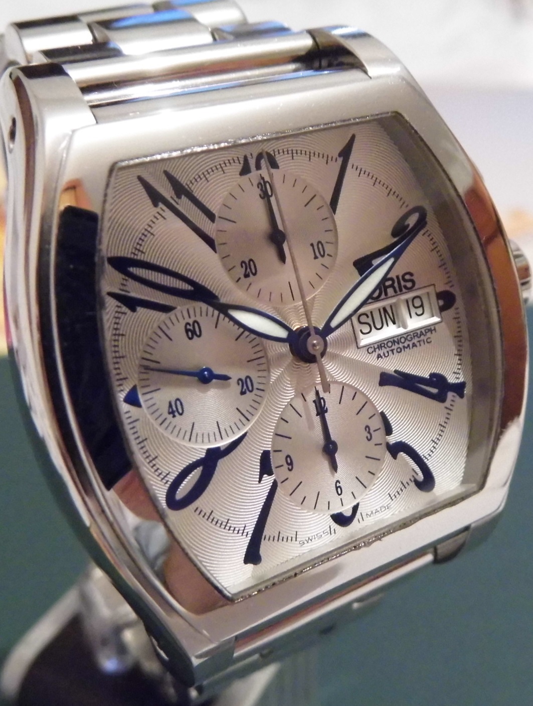 Oris Miles Chronograph, Silver Dial, Stainless Steel Bracelet