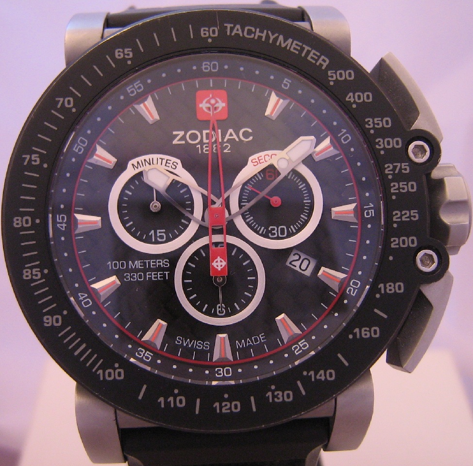 Zodiac ZMX02 Racer Chronograph, Black Dial With Rubber Strap