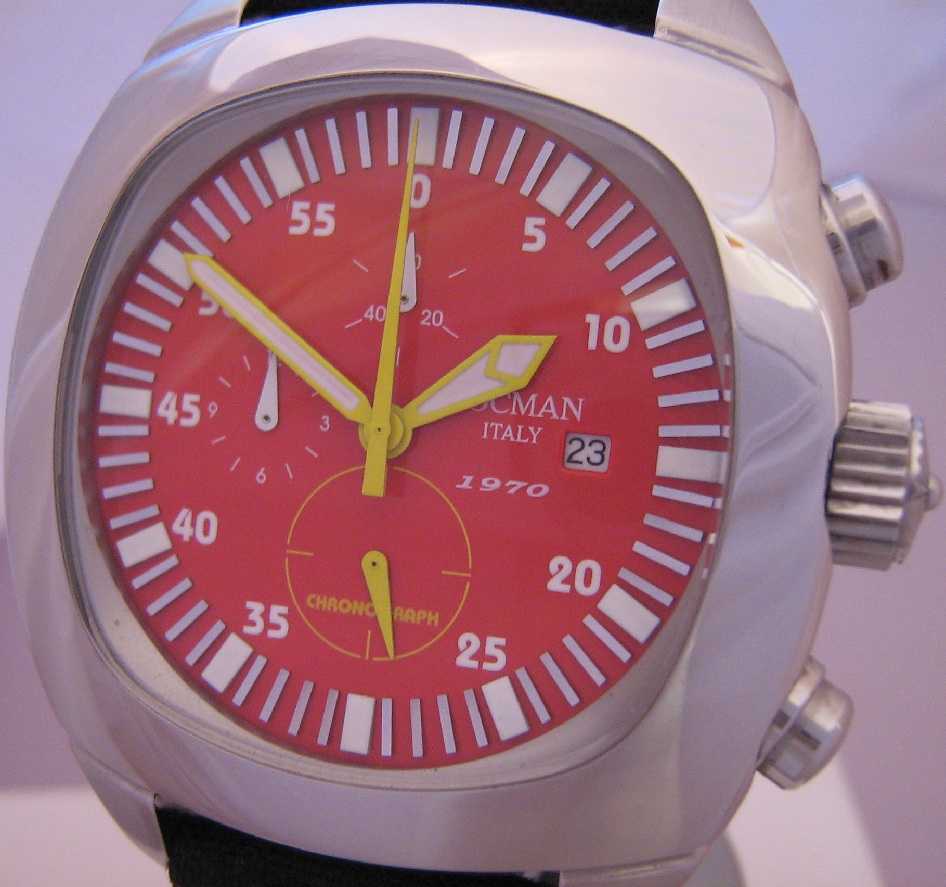 Locman 1970 Chronograph, Red Dial With Black Strap
