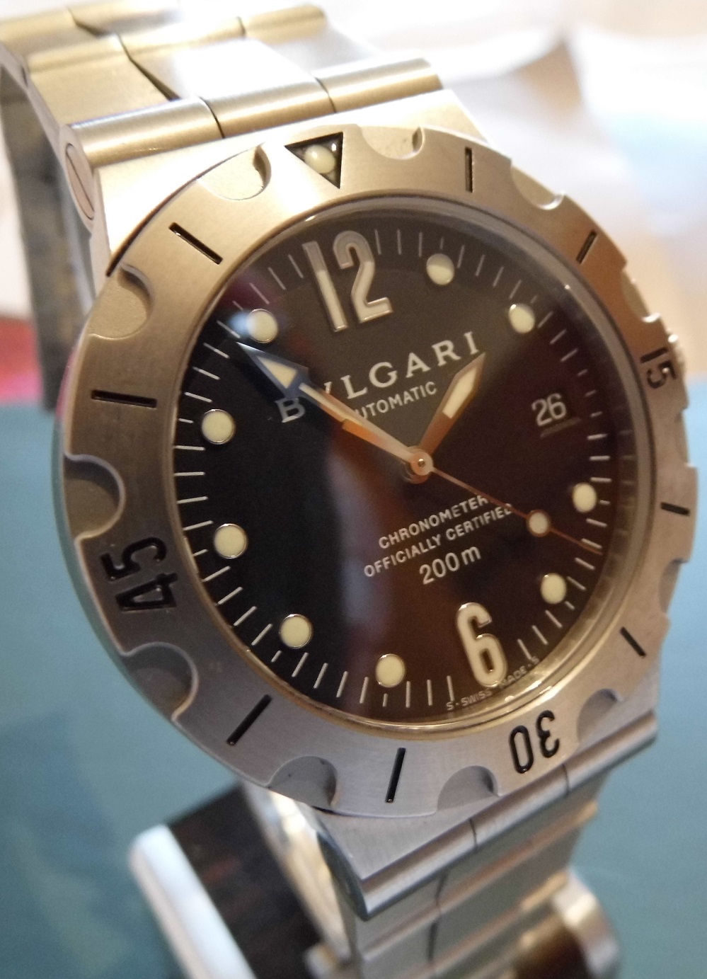 Bvlgari Diagono Scuba 200M, Black Dial, Bracelet