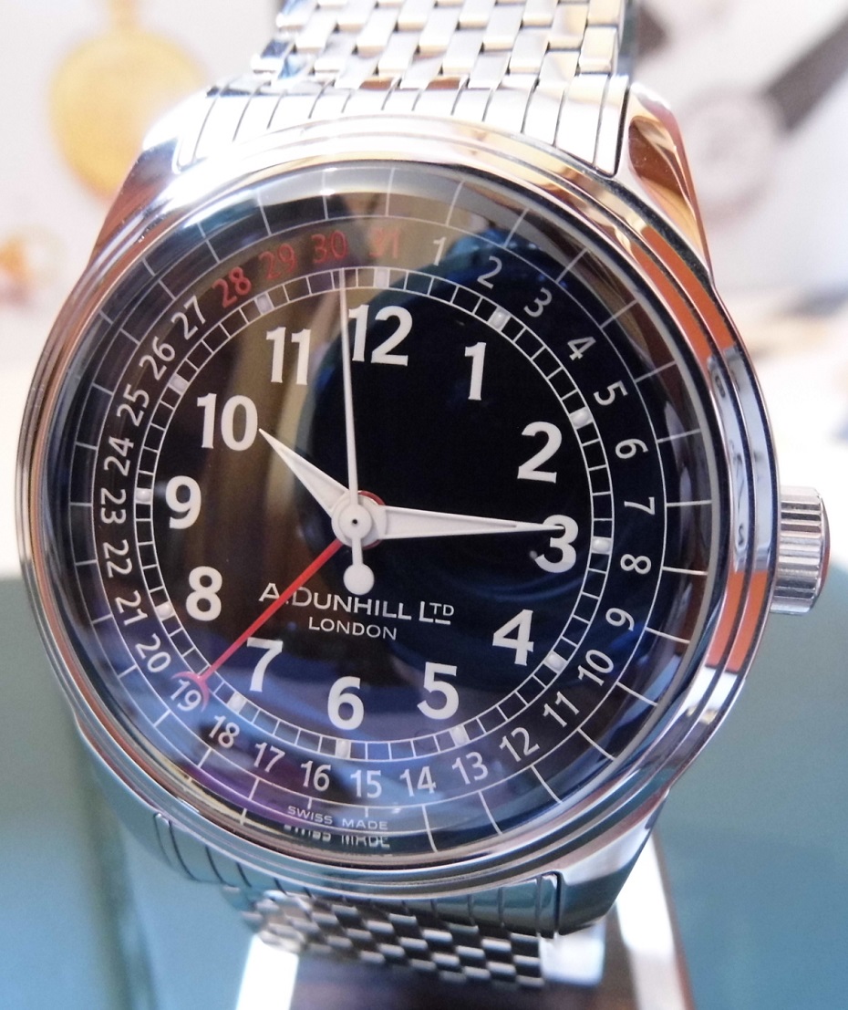 Dunhill A-Centric Automatic, Black Dial, Steel Bracelet & Leather Strap 