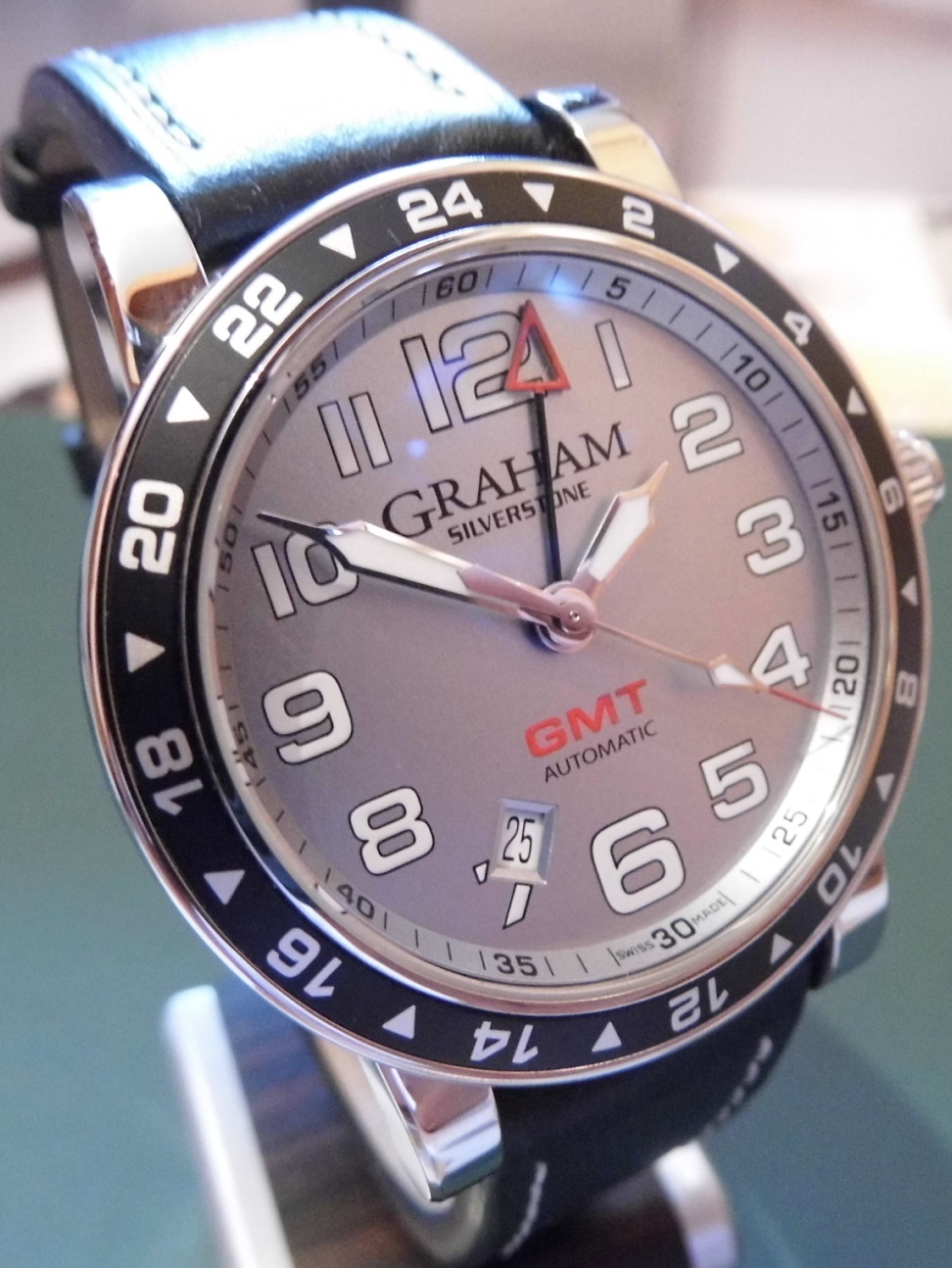 Graham Silverstone GMT, Silver Dial, Leather Strap