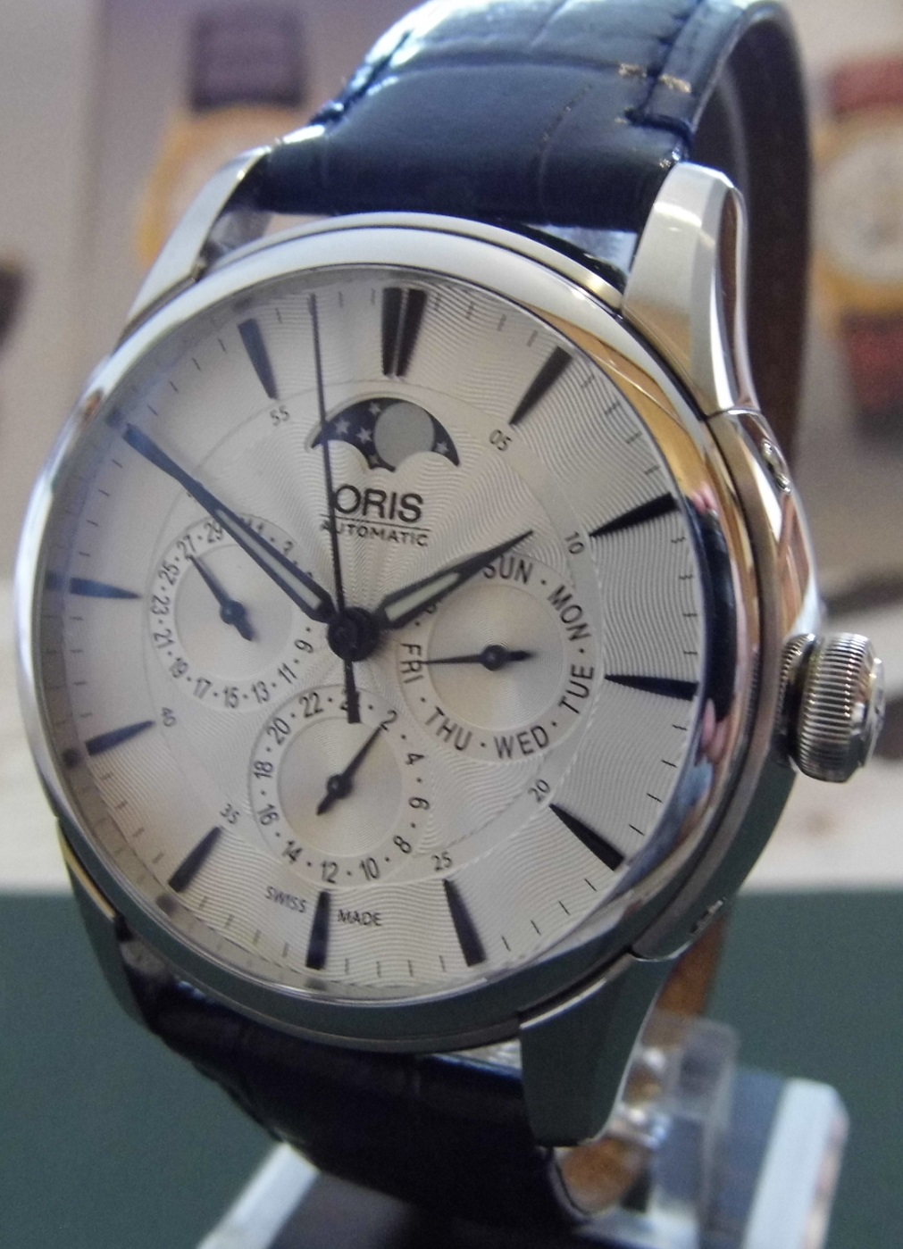 Oris Artelier Moonphase, Silver Dial, Leather Strap