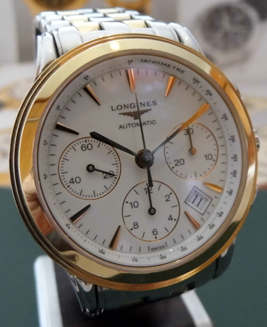 Longines Flagship Chronograph, White Dial, Bracelet