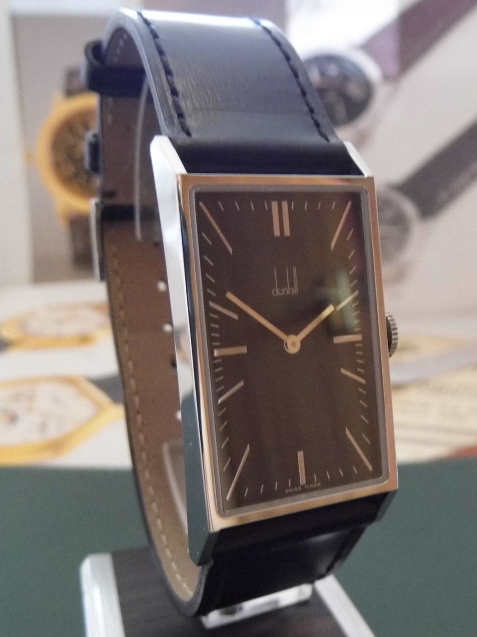 Dunhill Wafer Quartz, Black Dial, Leather Strap