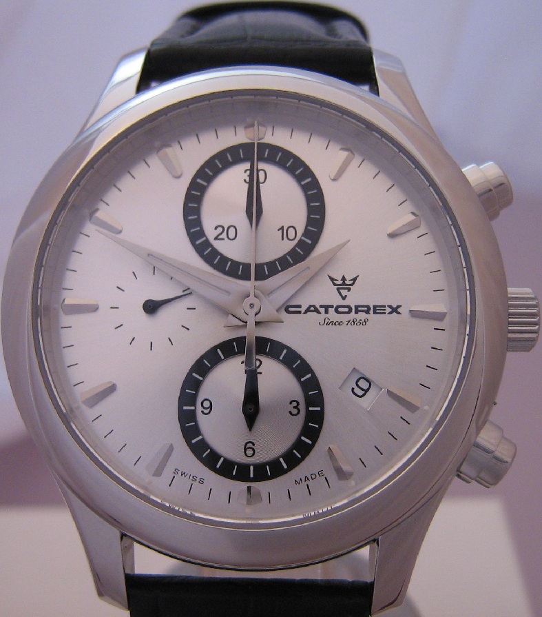 Catorex C ChronoTradition, Silver Dial With Black Leather Strap