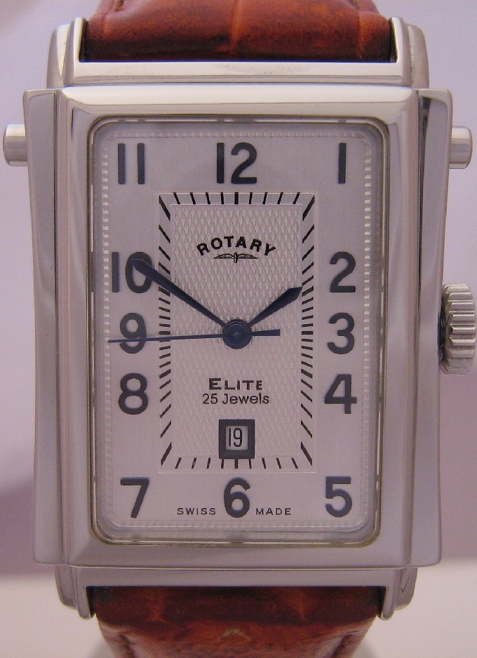 Rotary Elite Hinged Automatic, Silver Dial, Leather Strap