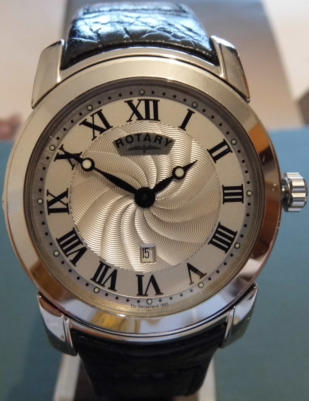 Rotary Revelation, Black / Silver Dial, Leather Strap 