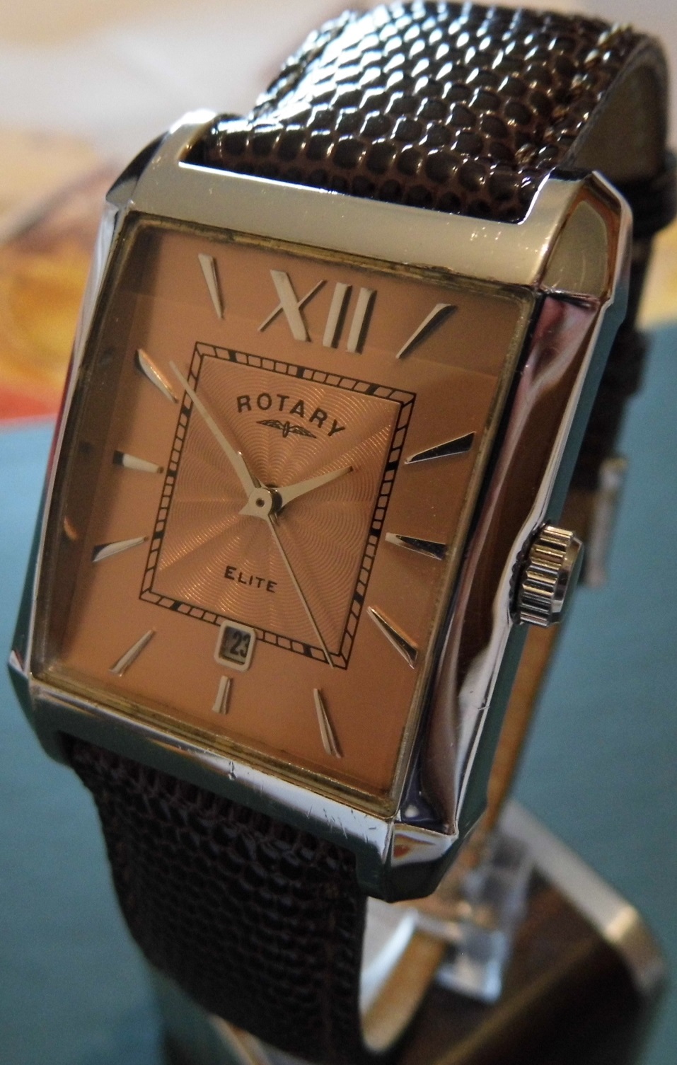 Rotary Elite Quartz, Copper Dial, Brown Leather Strap