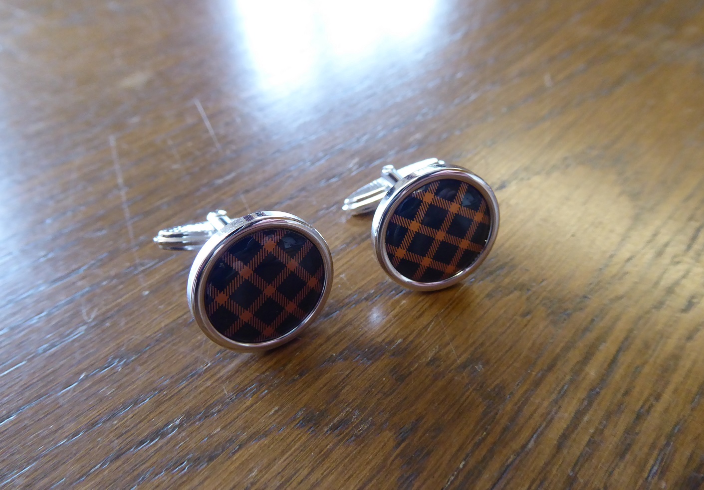 Alfred Dunhill Stainless Steel Tartan Cufflinks