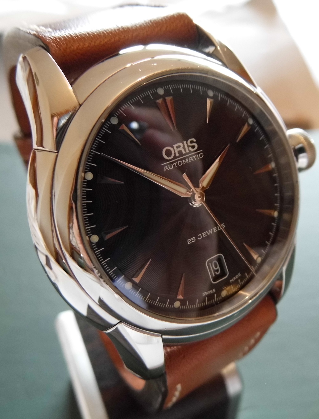 Oris Artelier, Black Dial, Brown Leather Strap