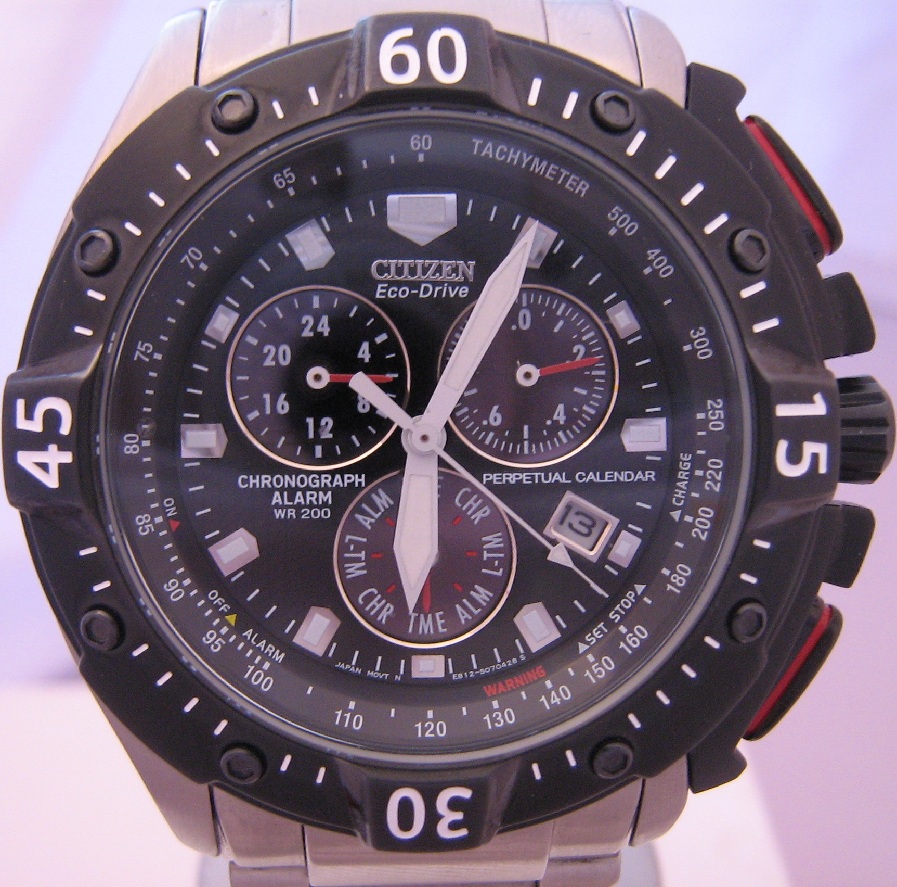 Citizen Eco Drive Perpetual Calendar Chronograph, Black Dial With Bracelet