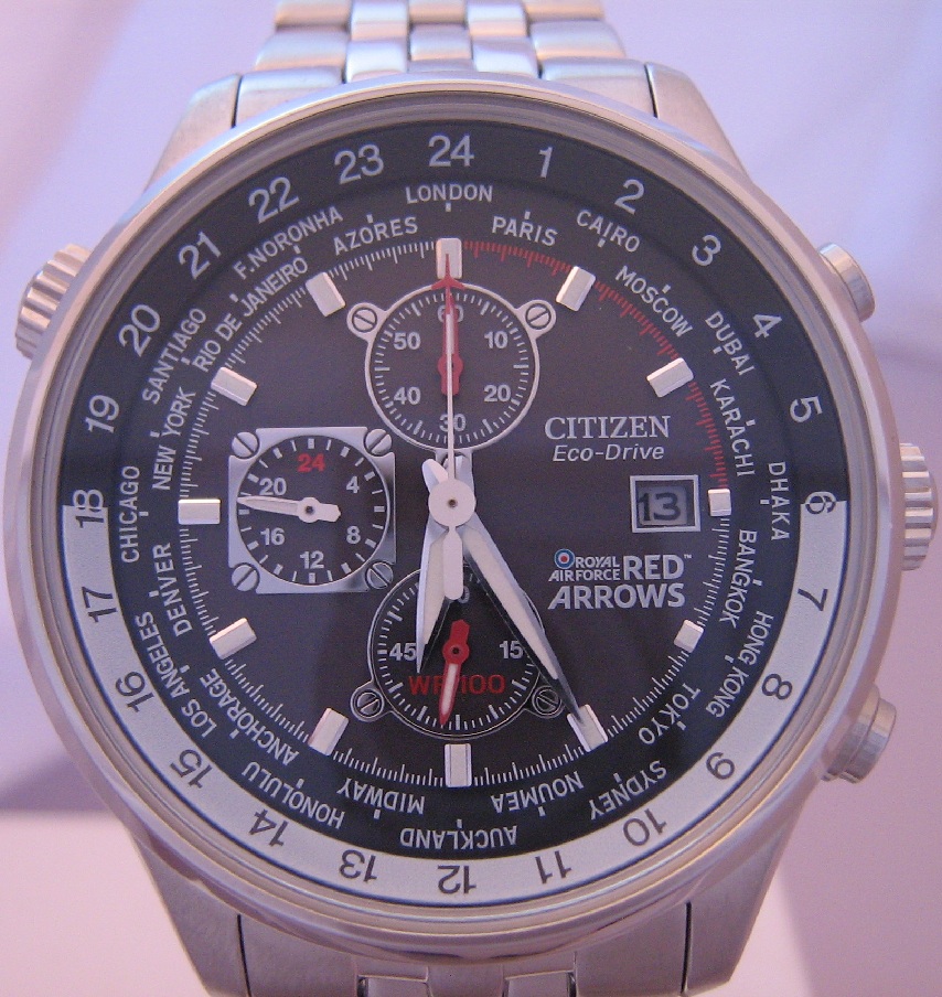 Citizen Eco Drive Red Arrows Chronograph, Black Dial With Bracelet