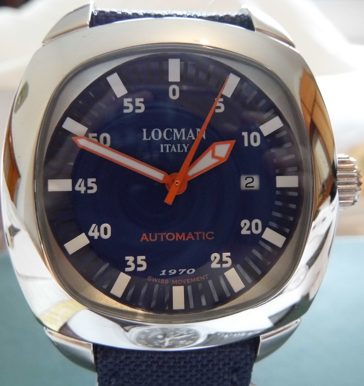 Locman 1970 Automatic Watch, Blue Dial With Leather / Fabric Strap
