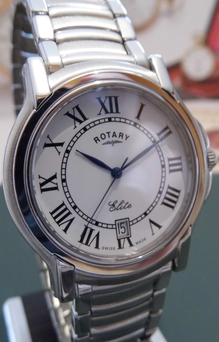 Rotary Elite Quartz, White Dial, Bracelet