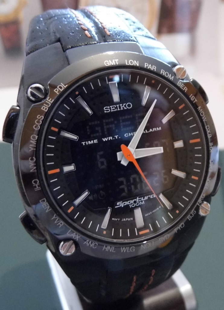 Seiko Sportura Duo Display, Black Dial, Strap