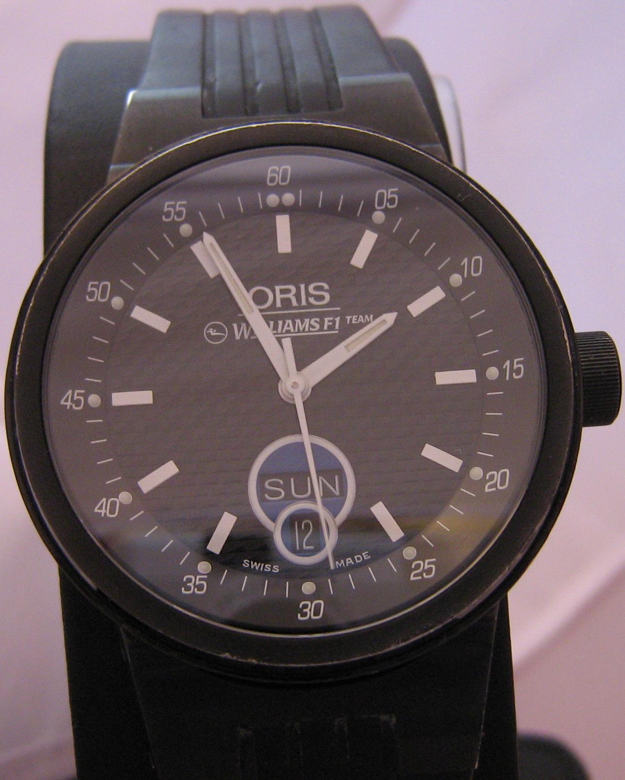 Oris Williams Team Day/Date Watch, Black Dial With Black Rubber Strap