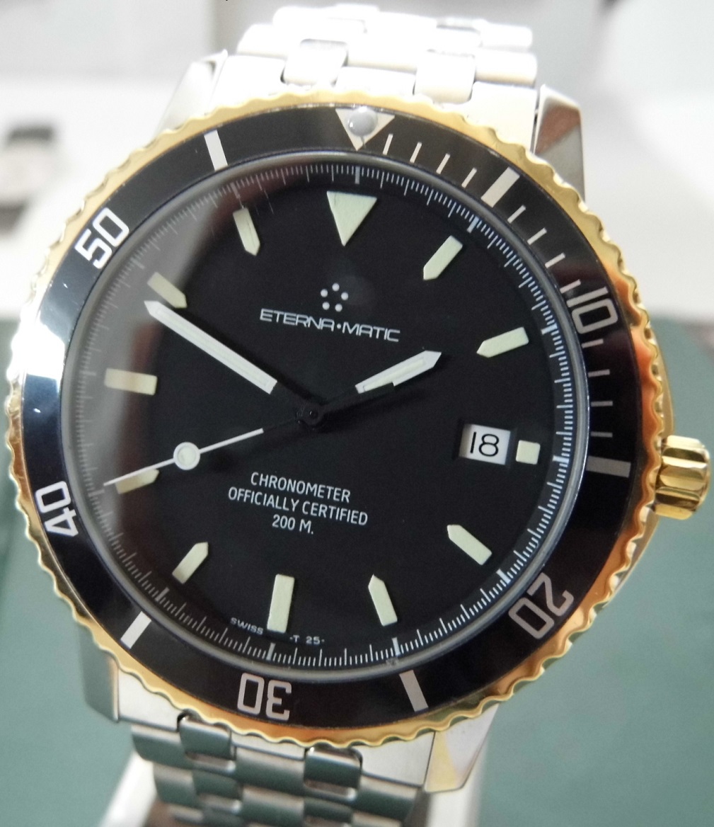 Eterna Kontiki Chronometer Diver, Black Dial, Bracelet