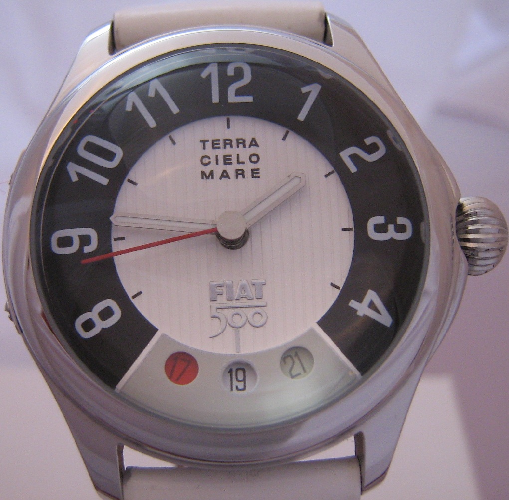 Fiat 500 Automatic Watch, White Dial With Leather Strap