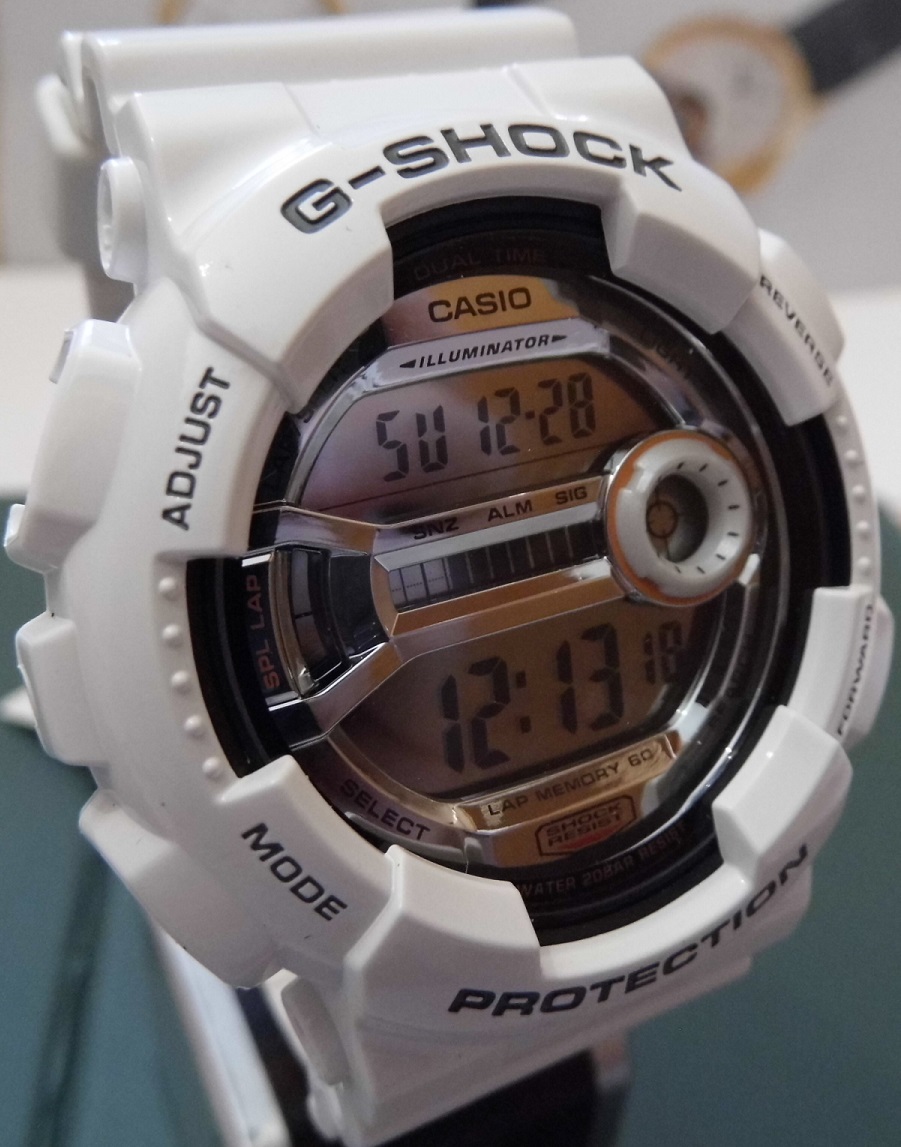 Casio G Shock GD-110-7DR, Silver Dial, White Case & Strap
