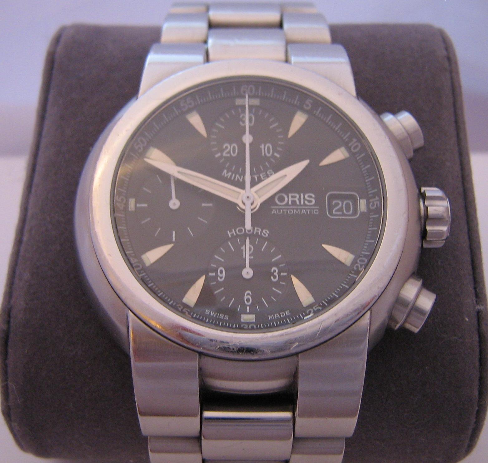 Oris TT1 Chronograph, Black Dial With Stainless Steel Bracelet