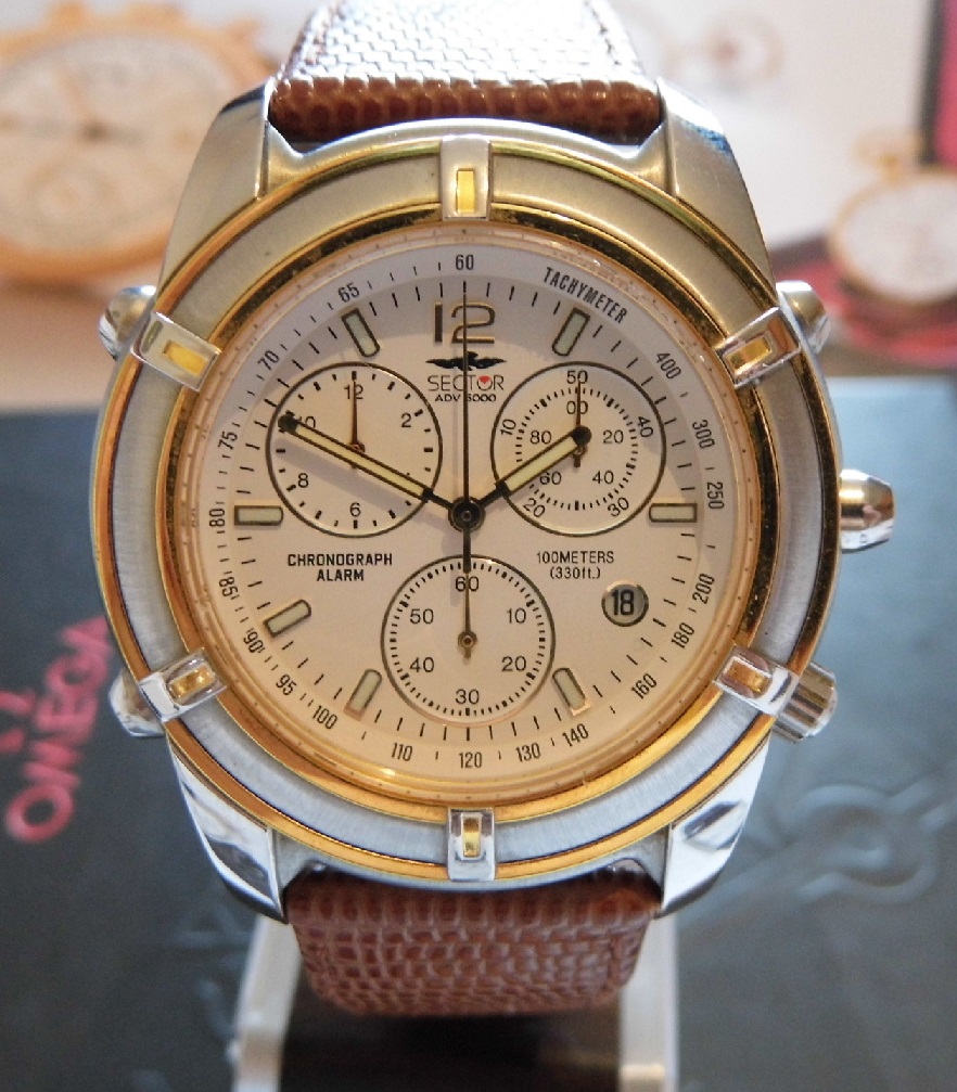 Sector ADV 5000 Chrono Alarm, White Dial, Leather Strap