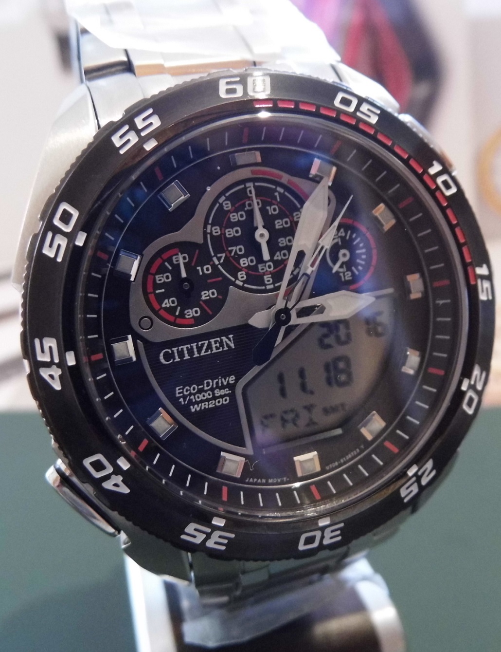 Citizen Promaster Eco Drive Super Sport, Black Dial, Bracelet