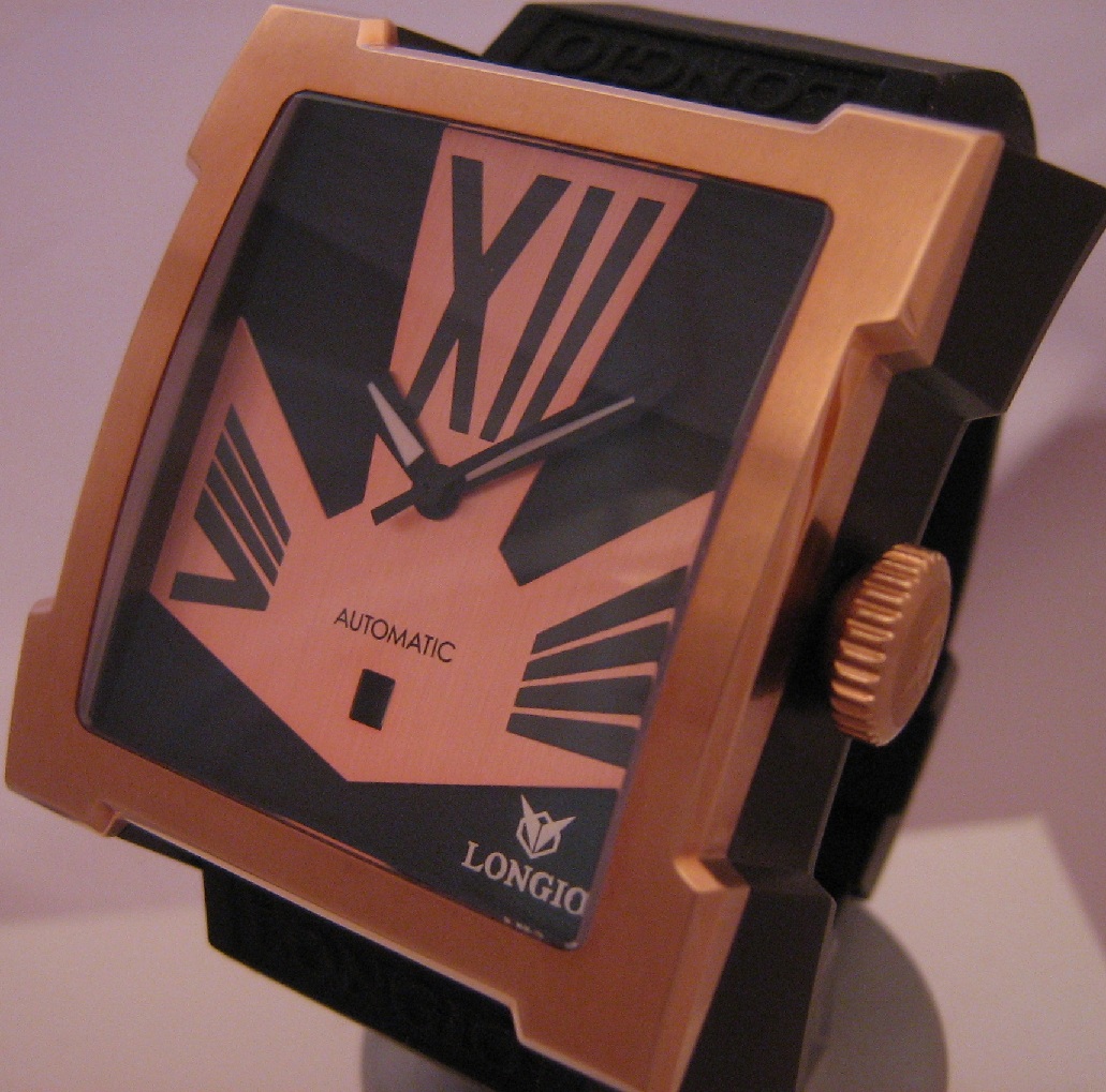 Longio Asmara Automatic, Black / Gold Dial With Rubber Strap