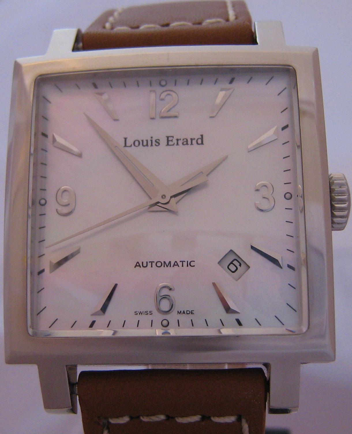 Louis Erard La Carree Automatic Watch, Mother Of Pearl Dial With Leather Strap 
