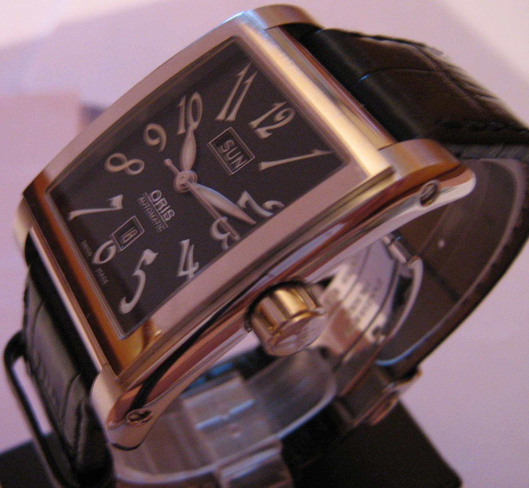 Used Oris Miles Day Date Watch, Black Dial With Leather Strap