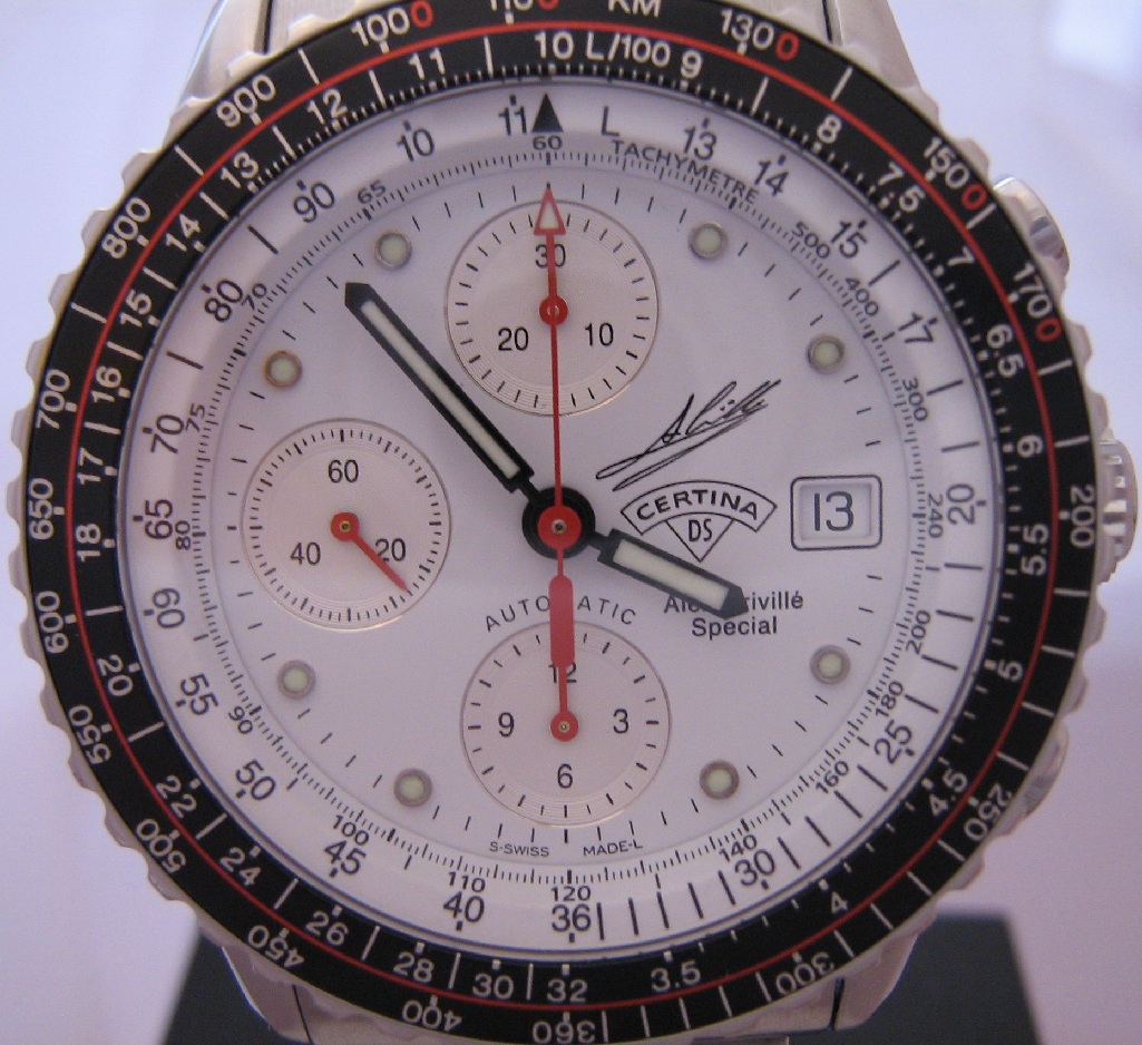 Certina Alex Criville Chronograph, White Dial With Steel Bracelet