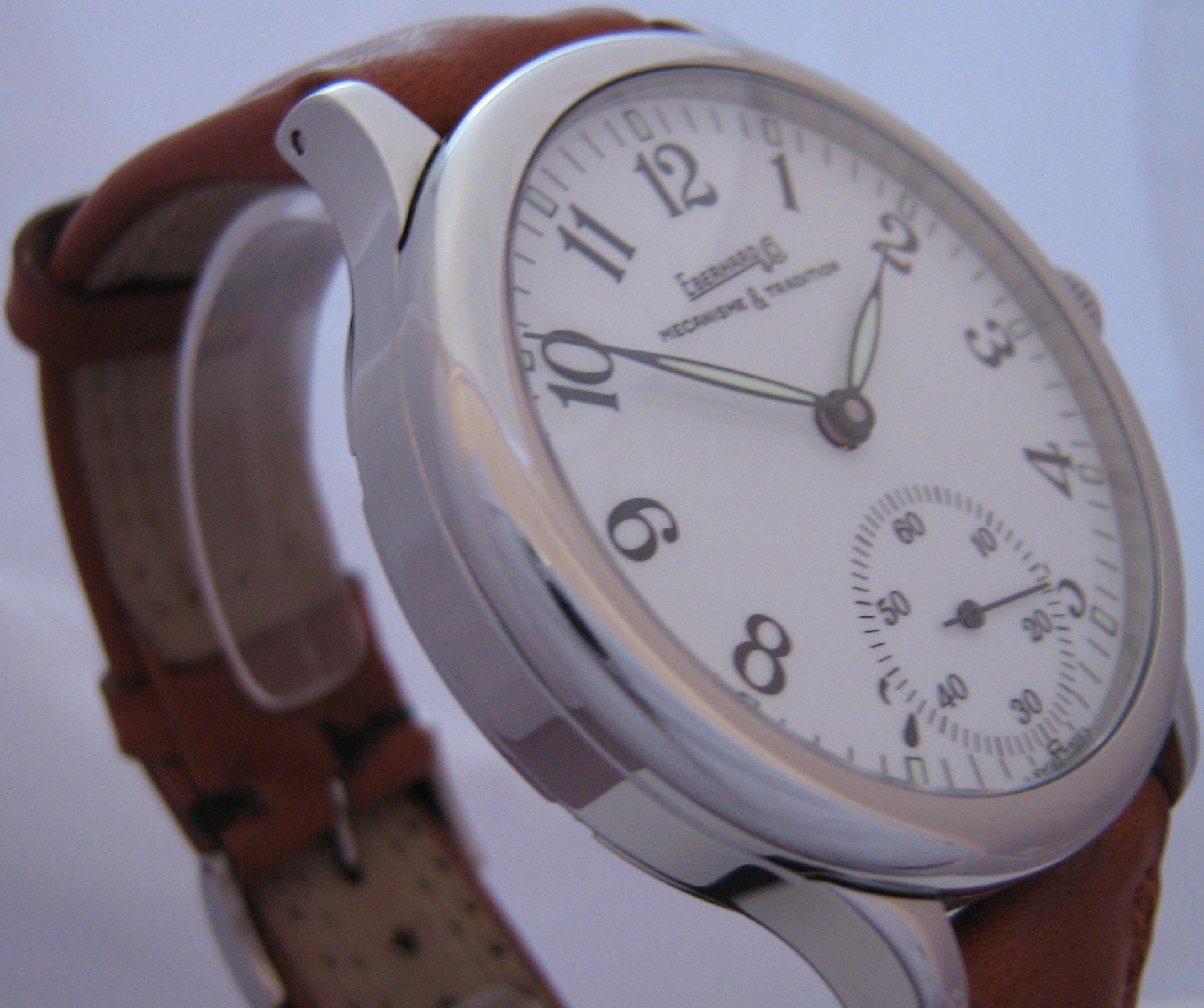 Eberhard & Co Traversetolo Hand Winding Watch, White Dial With Leather Strap