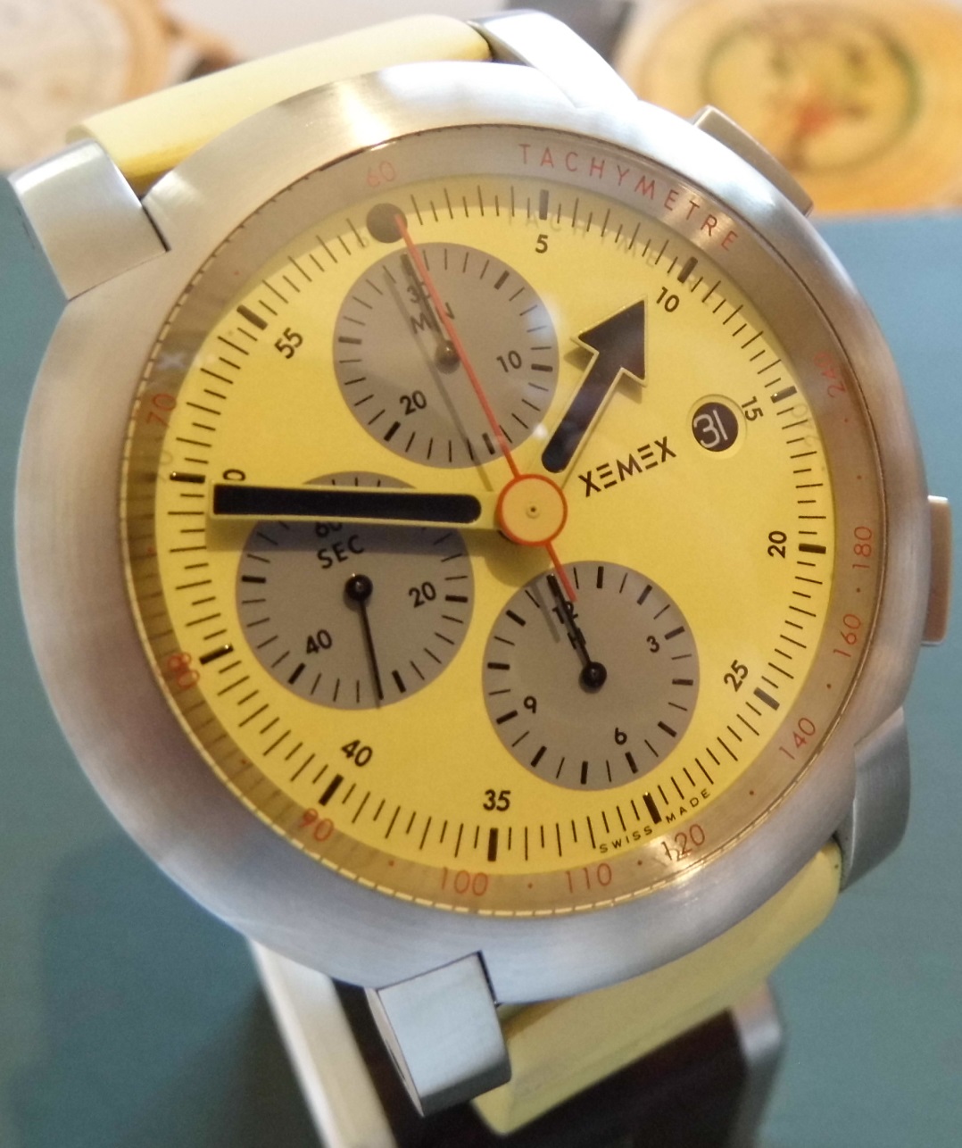 Xemex XE-5000 Sun Chronograph, Yellow Dial With Rubber Strap