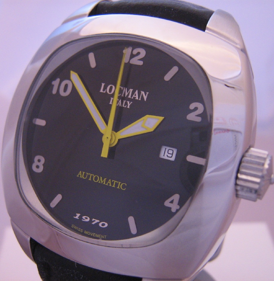 Locman 1970 Automatic Watch, Black Dial With Leather Strap