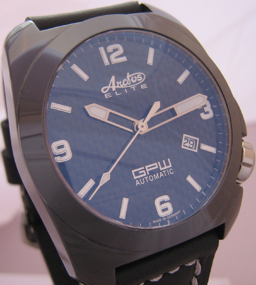 Arctos GPW K1 Ceramic Watch, Black Dial With Leather Strap