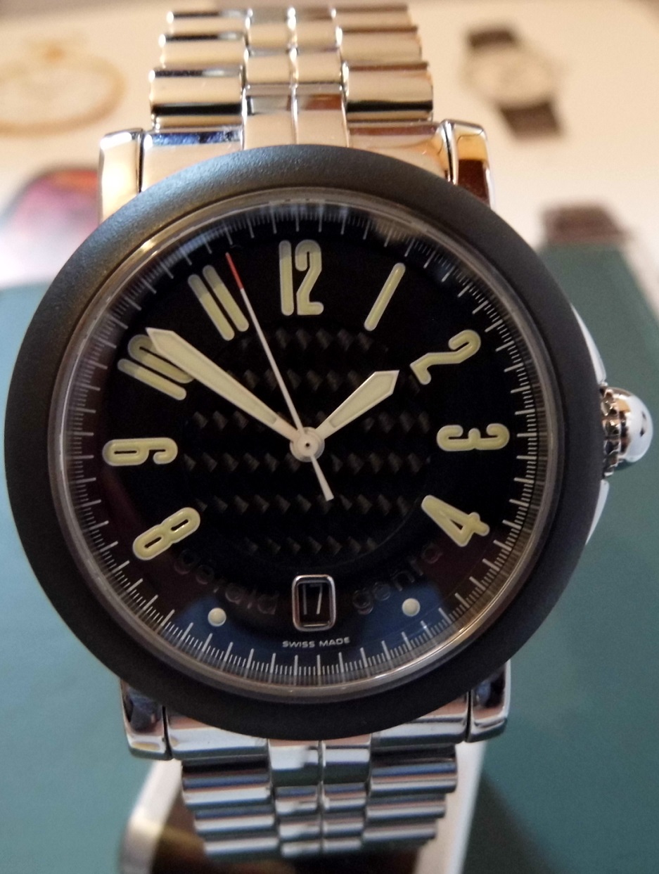 Gerald Genta Arena Sport, Black Dial, Bracelet