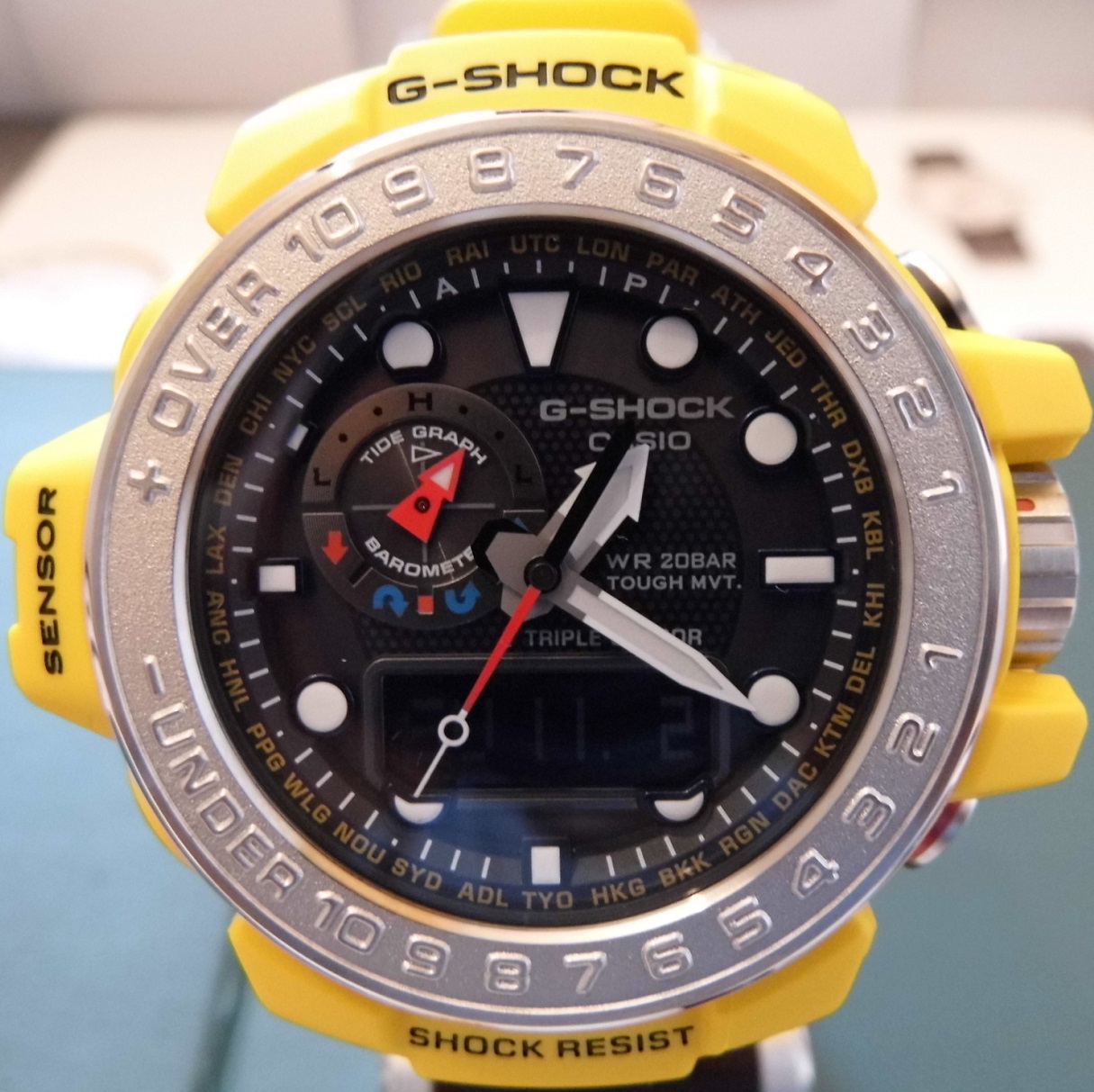Casio G Shock Gulfmaster, Black Dial, Yellow Strap