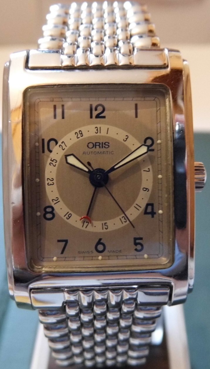 Oris Rectangular Pointer Date, Silver Dial, Stainless Steel Bracelet