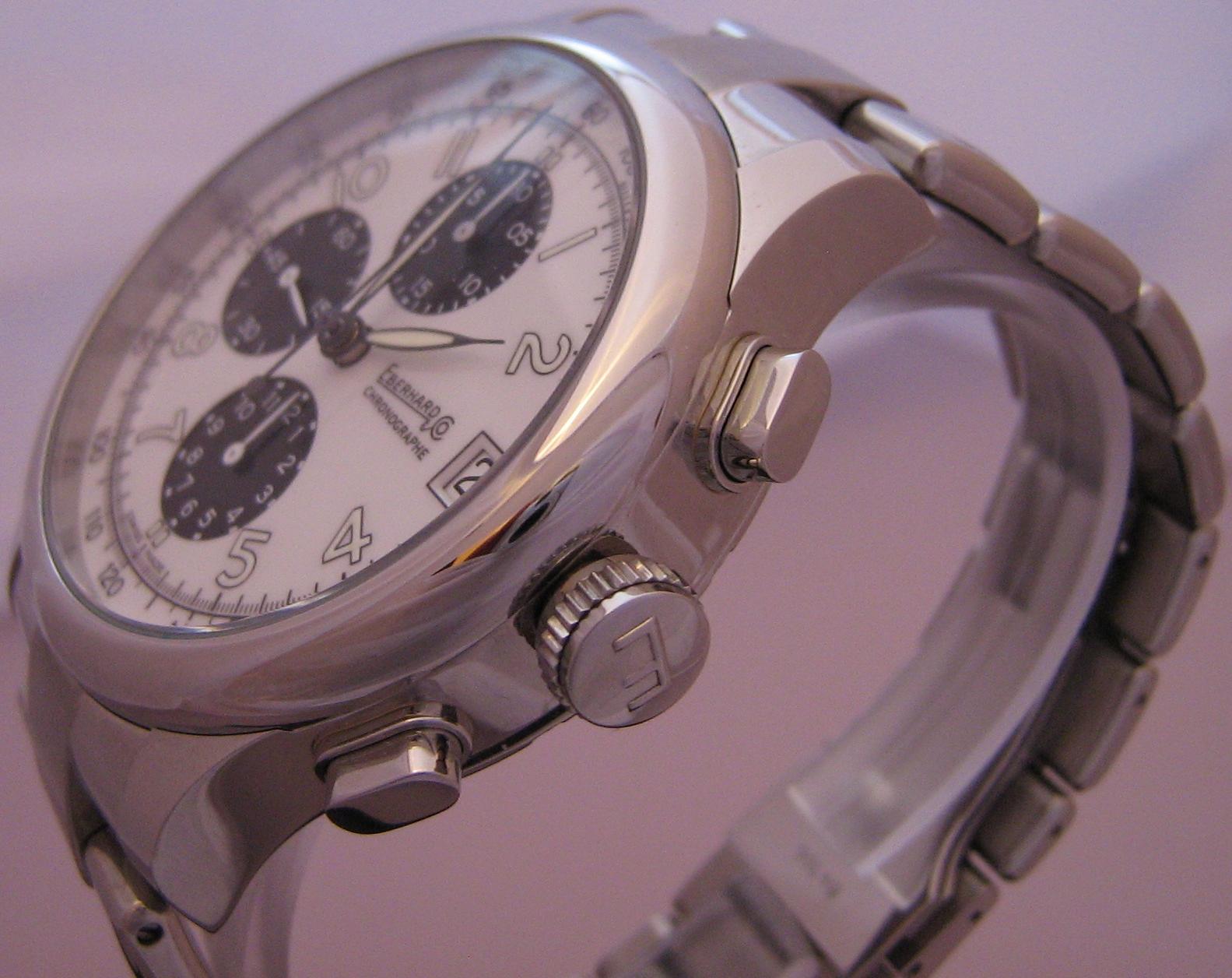 Eberhard & Co Traversetolo Chronograph, White Dial With Steel Bracelet