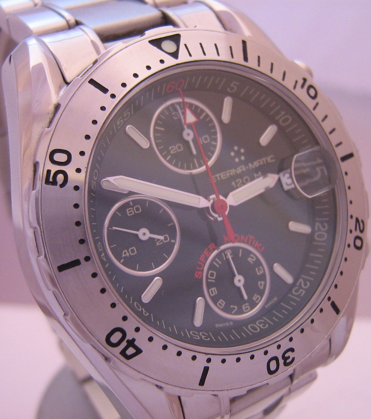 Eterna Super Kontiki Chronograph, Green Dial, Steel Bracelet
