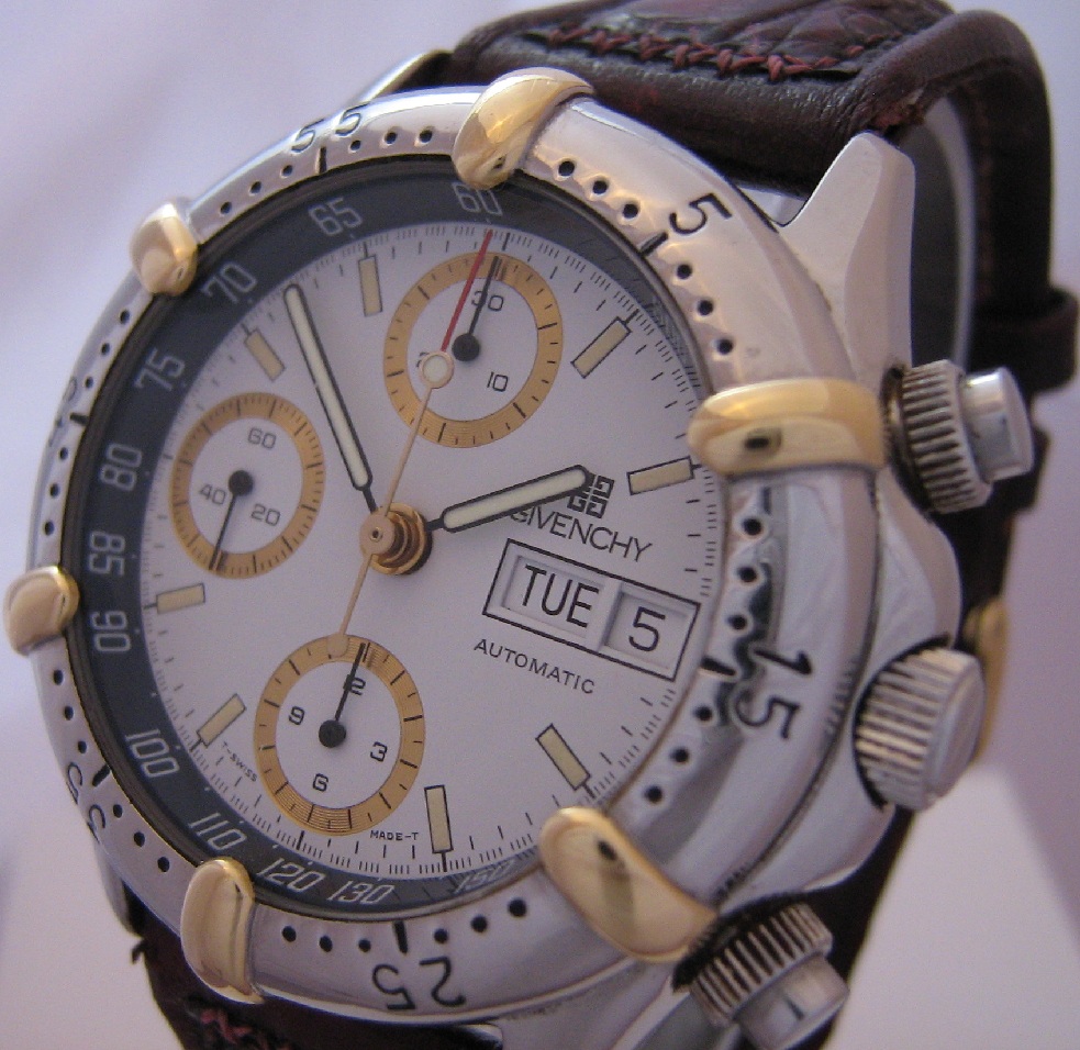 Givenchy  Newport Chronograph, White Dial With Leather Strap