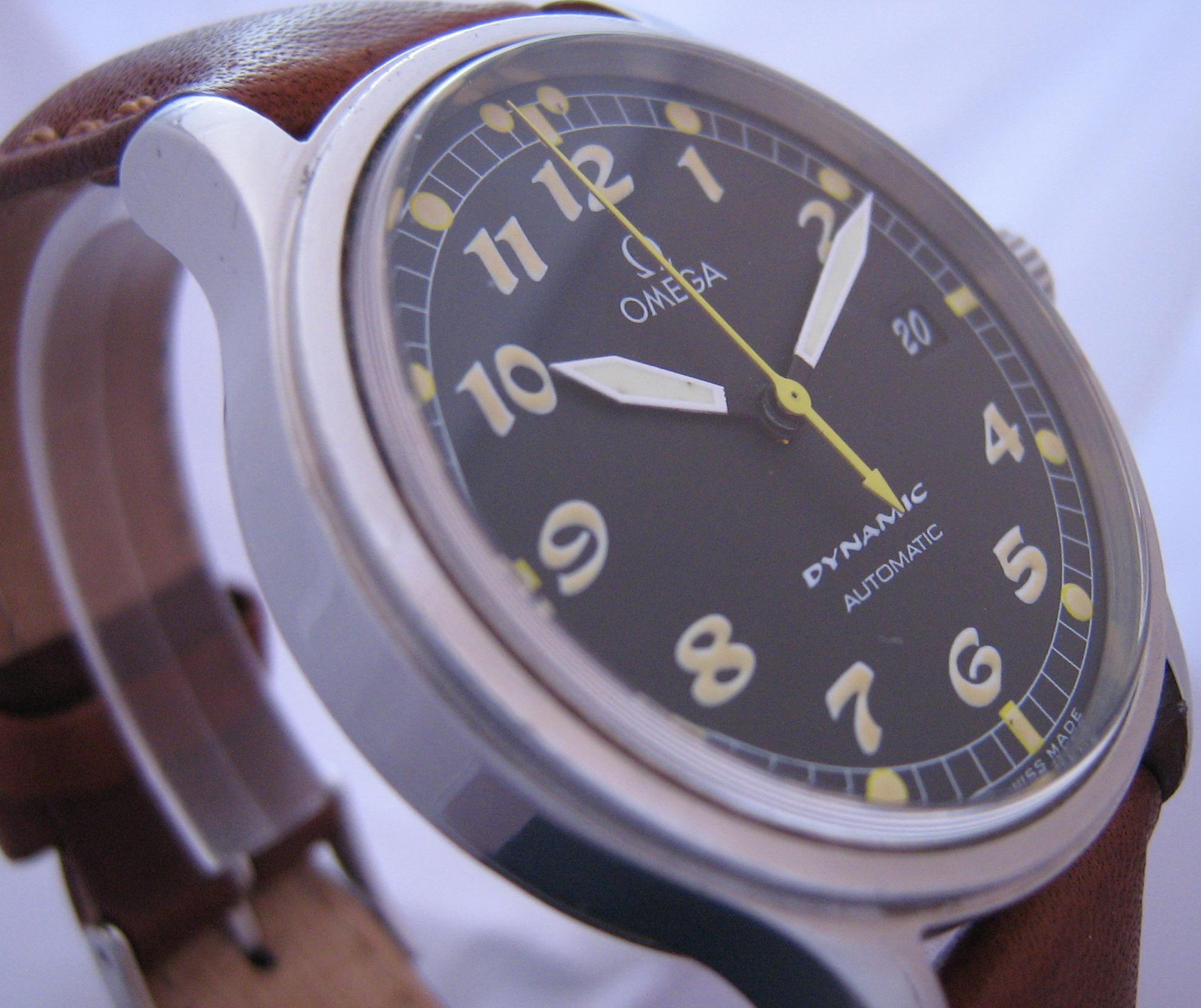 Omega Dynamic Automatic Watch, Black Dial With Brown Leather Strap