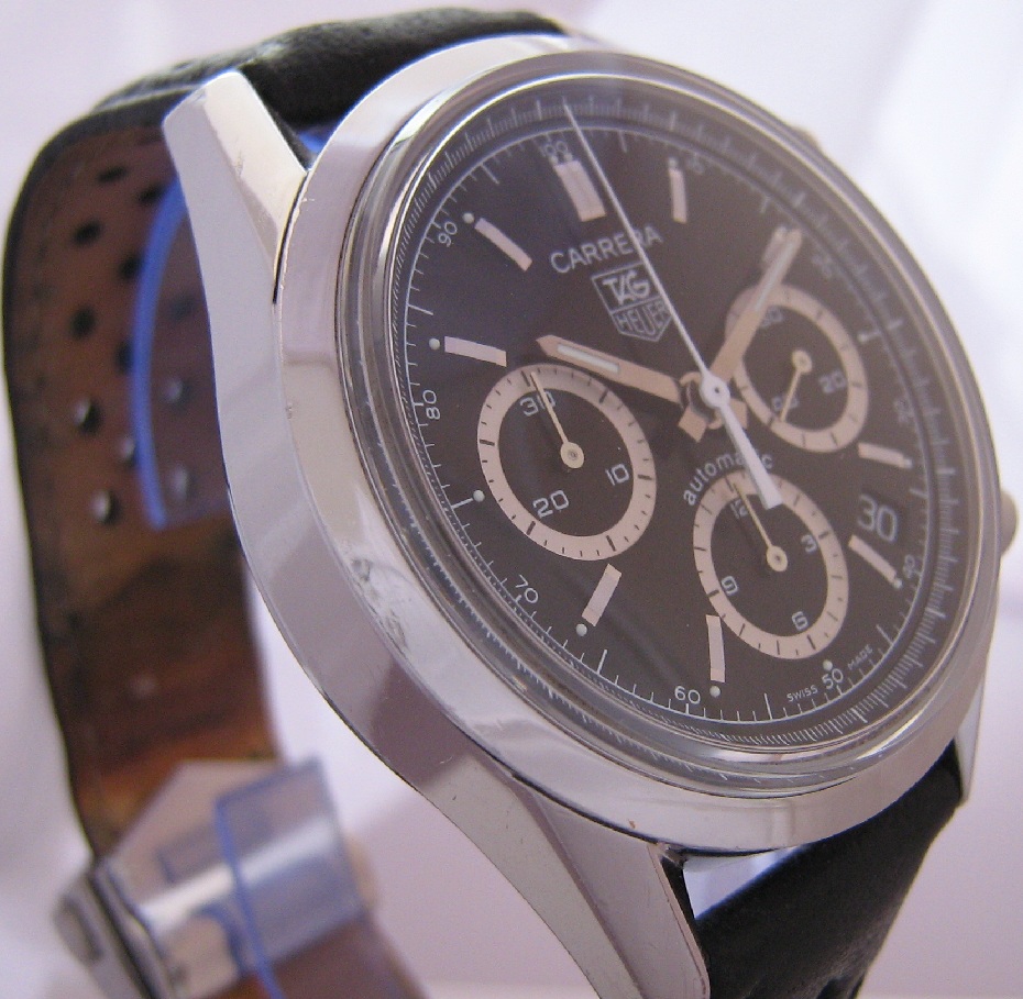 Tag Heuer Carrera Classic Chronograph, Black Dial, Leather Strap
