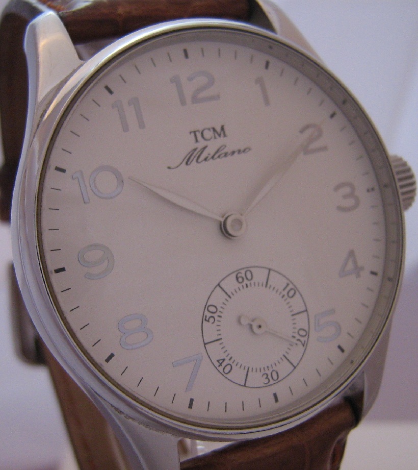 TCM Milano Solo Tempo Hand Winding, Silver Dial, Leather Strap