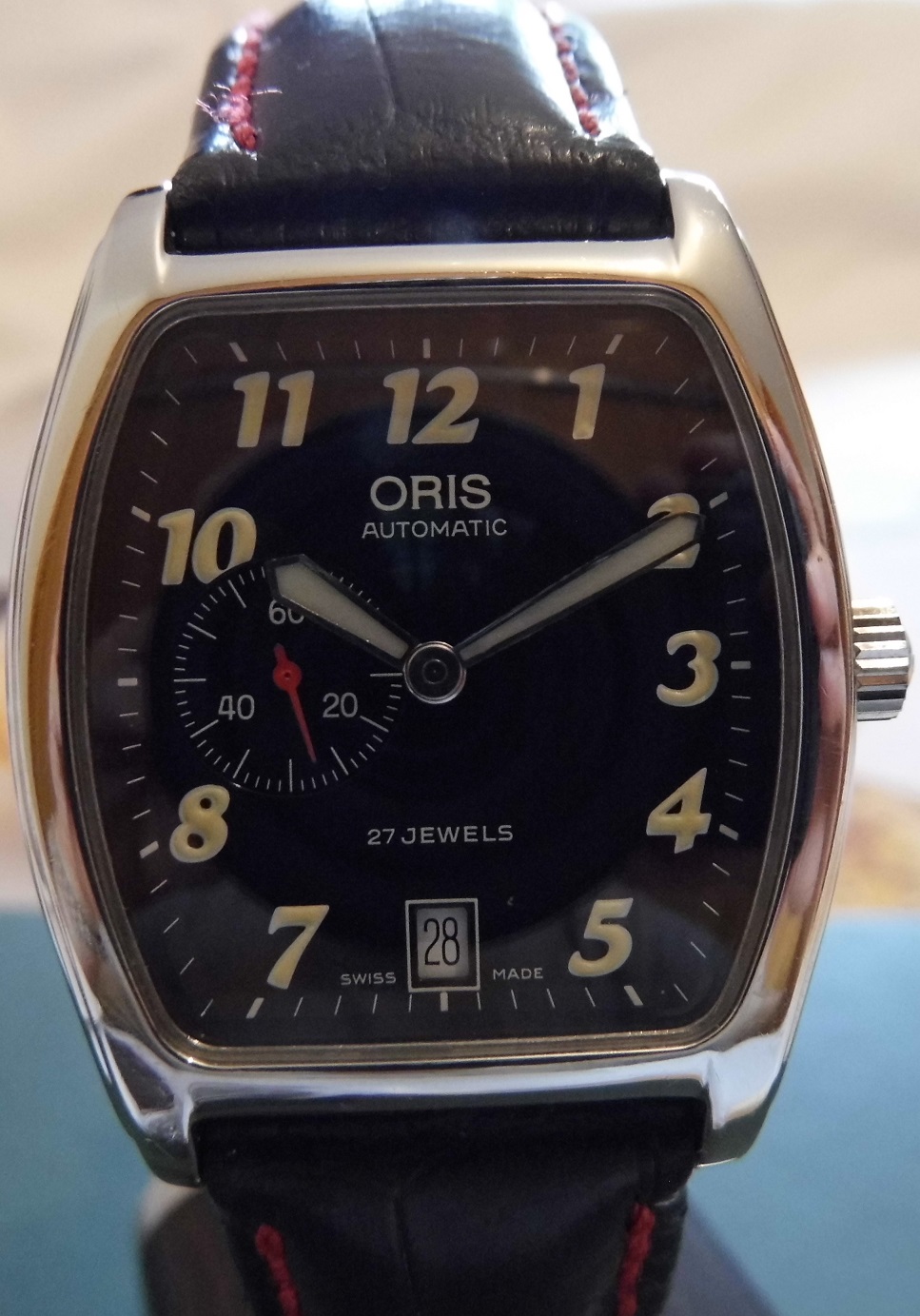 Oris Classic Tonneau, Black Dial, Leather Strap